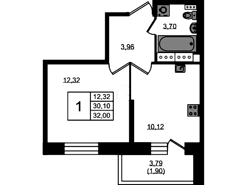 1-комнатная квартира 32 м², 3/11 эт., ЖК «Новое Колпино»